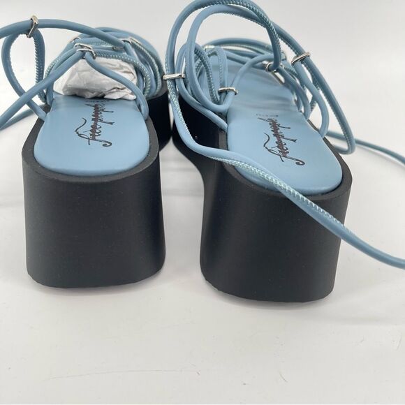 Free People Georgie Blue Wrap Gladiator Platform Open Toe Wedge Sandals Size 9 - Picture 8 of 16